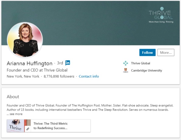 Arianna Huffingtons LinkedIn