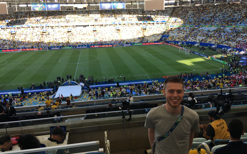 Jacob Bentley-York spent his bursary on a trip to Brazil to cover the Copa America. Jake studies sports journalism as part of his degree.