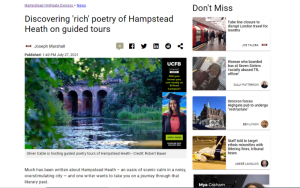 Screenshot of Joe's story about poetry tours at Hampstead Heath
