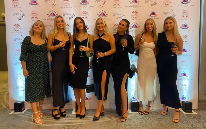 School of Journalism trainees posing for a photo at London Press Club Ball