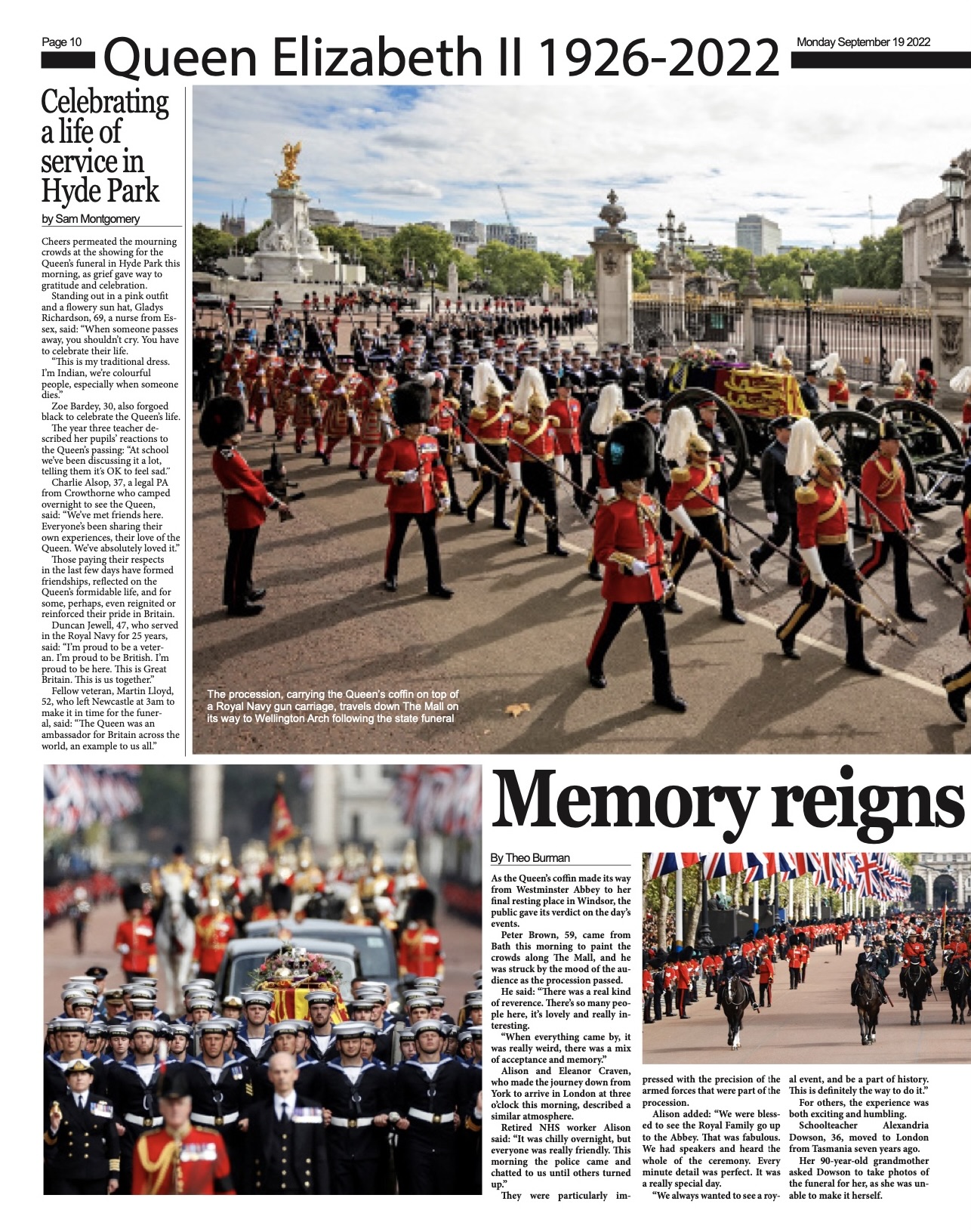 A screen grab from the e-magazine produced by our trainees about the death and funeral of Queen Elizabeth II.