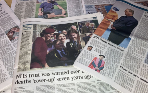 A photo of several newspapers from The Times where Holly spent a week completing work experience in their newsroom.