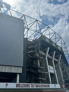 A photograph of the Allianz stadium in Twickenham on a cloudy day