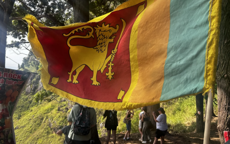 A photograph of a Sri Lanka flag in a remote part of the jungle showing the experience volunteering in Sri Lanka.