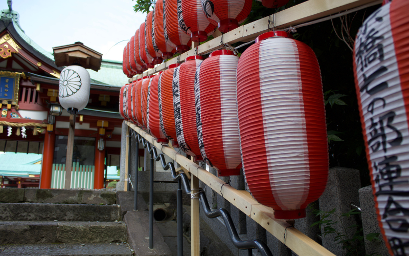A photo of Japanese lanterns.
